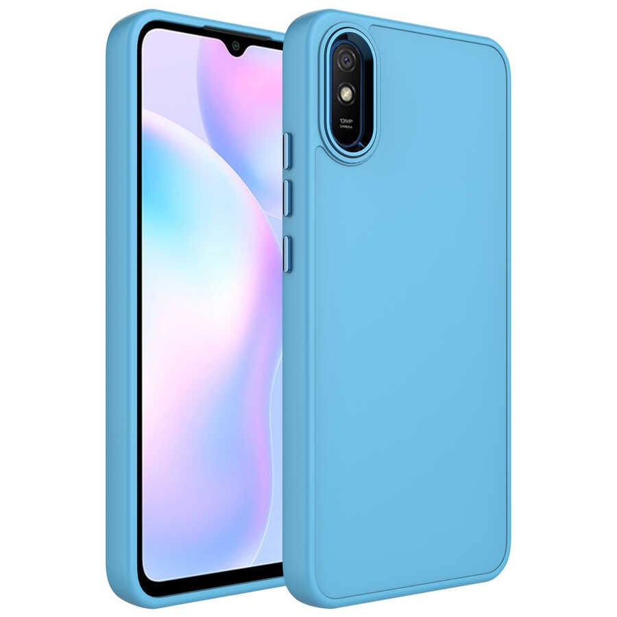 Xiaomi%20Uyumlu%20%20Redmi%209A%20Kılıf%20Metal%20Çerçeve%20ve%20Buton%20Tasarımlı%20Silikon%20Zore%20Luna%20Kapak-Sierra%20mavi