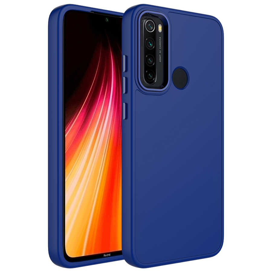 Xiaomi%20Uyumlu%20%20Redmi%20Note%208%20Kılıf%20Metal%20Çerçeve%20ve%20Buton%20Tasarımlı%20Silikon%20Zore%20Luna%20Kapak-Lacivert