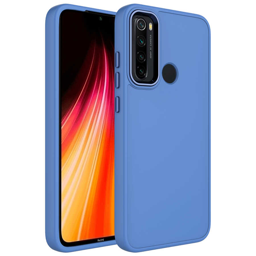 Xiaomi%20Uyumlu%20%20Redmi%20Note%208%20Kılıf%20Metal%20Çerçeve%20ve%20Buton%20Tasarımlı%20Silikon%20Zore%20Luna%20Kapak-Lavendery%20gray