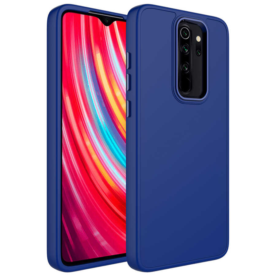 Xiaomi%20Uyumlu%20%20Redmi%20Note%208%20Pro%20Kılıf%20Metal%20Çerçeve%20ve%20Buton%20Tasarımlı%20Silikon%20Zore%20Luna%20Kapak-Lacivert