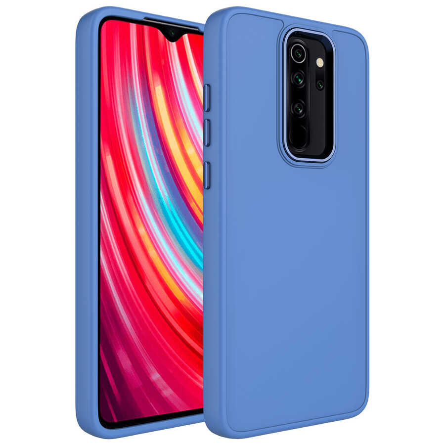 Xiaomi%20Uyumlu%20%20Redmi%20Note%208%20Pro%20Kılıf%20Metal%20Çerçeve%20ve%20Buton%20Tasarımlı%20Silikon%20Zore%20Luna%20Kapak-Lavendery%20gray