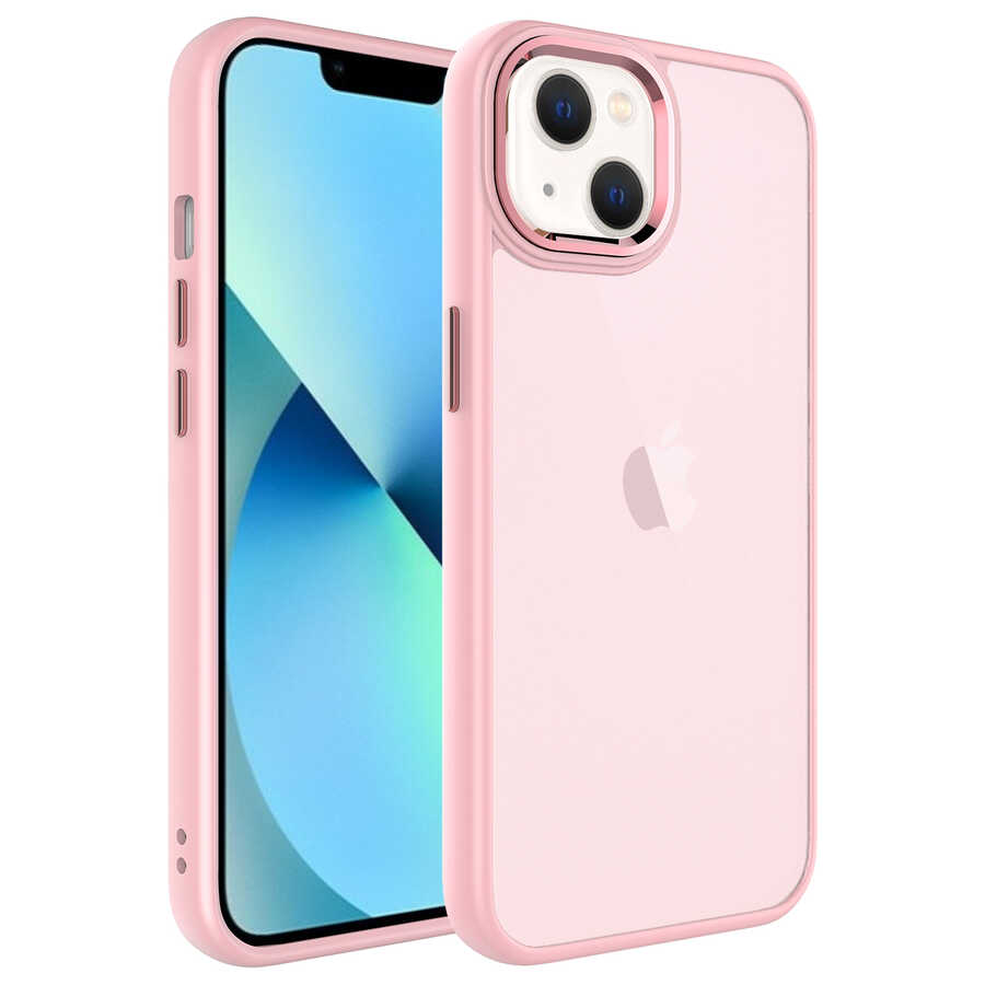 iPhone%20Uyumlu%2013%20Kılıf%20Buzlu%20Sert%20PC%20Zore%20May%20Kapak-Pembe%20açık