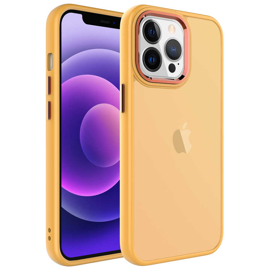 iPhone%20Uyumlu%2013%20Pro%20Kılıf%20Buzlu%20Sert%20PC%20Zore%20May%20Kapak-Turuncu