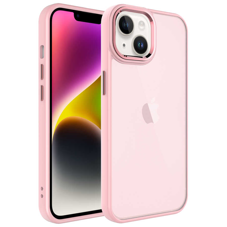 iPhone%20Uyumlu%2014%20Kılıf%20Buzlu%20Sert%20PC%20Zore%20May%20Kapak-Pembe%20açık