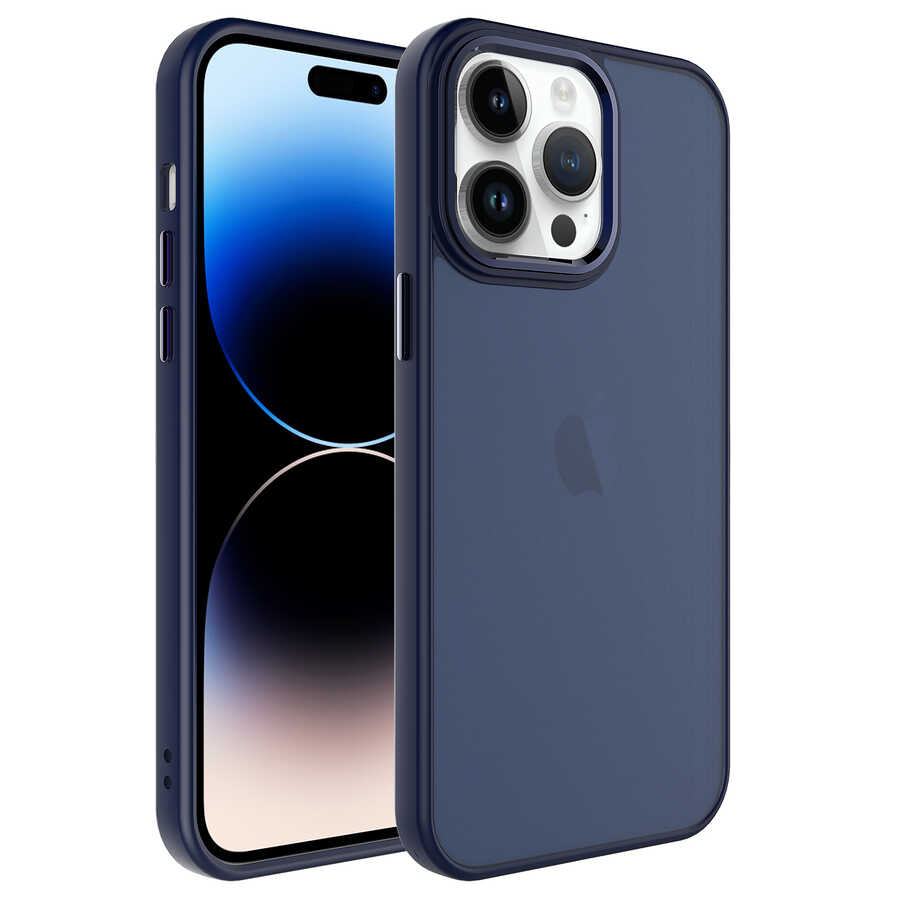 iPhone%20Uyumlu%2014%20Pro%20Kılıf%20Buzlu%20Sert%20PC%20Zore%20May%20Kapak-Lacivert