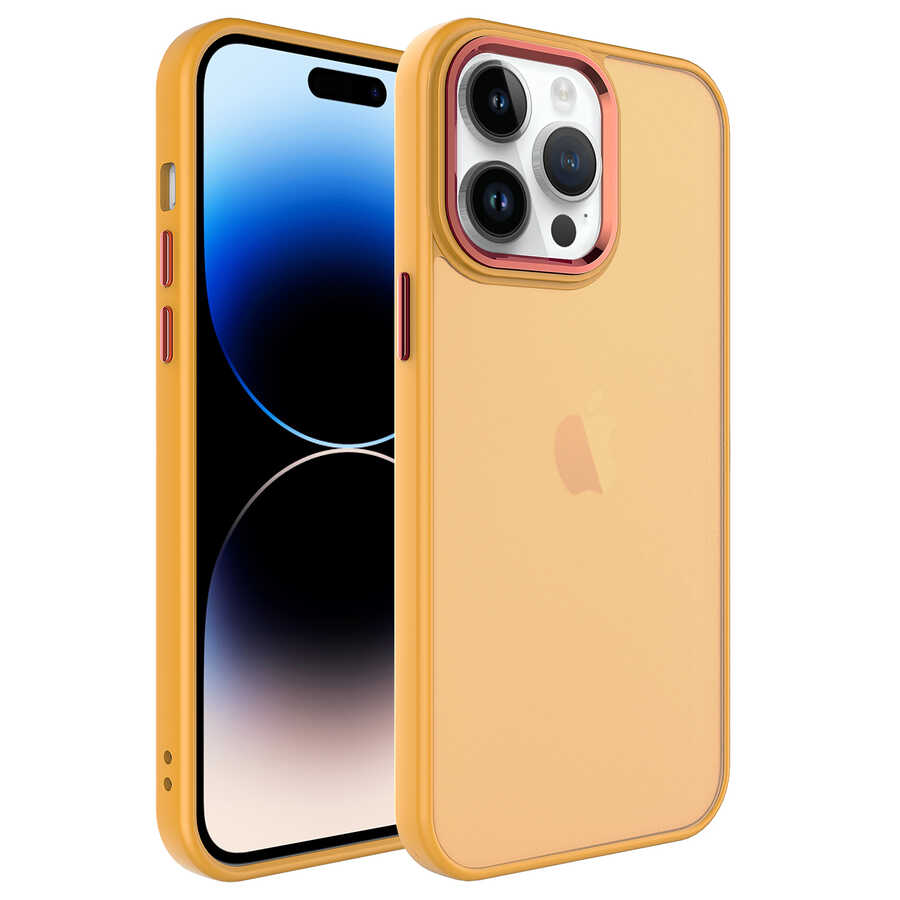 iPhone%20Uyumlu%2014%20Pro%20Kılıf%20Buzlu%20Sert%20PC%20Zore%20May%20Kapak-Turuncu