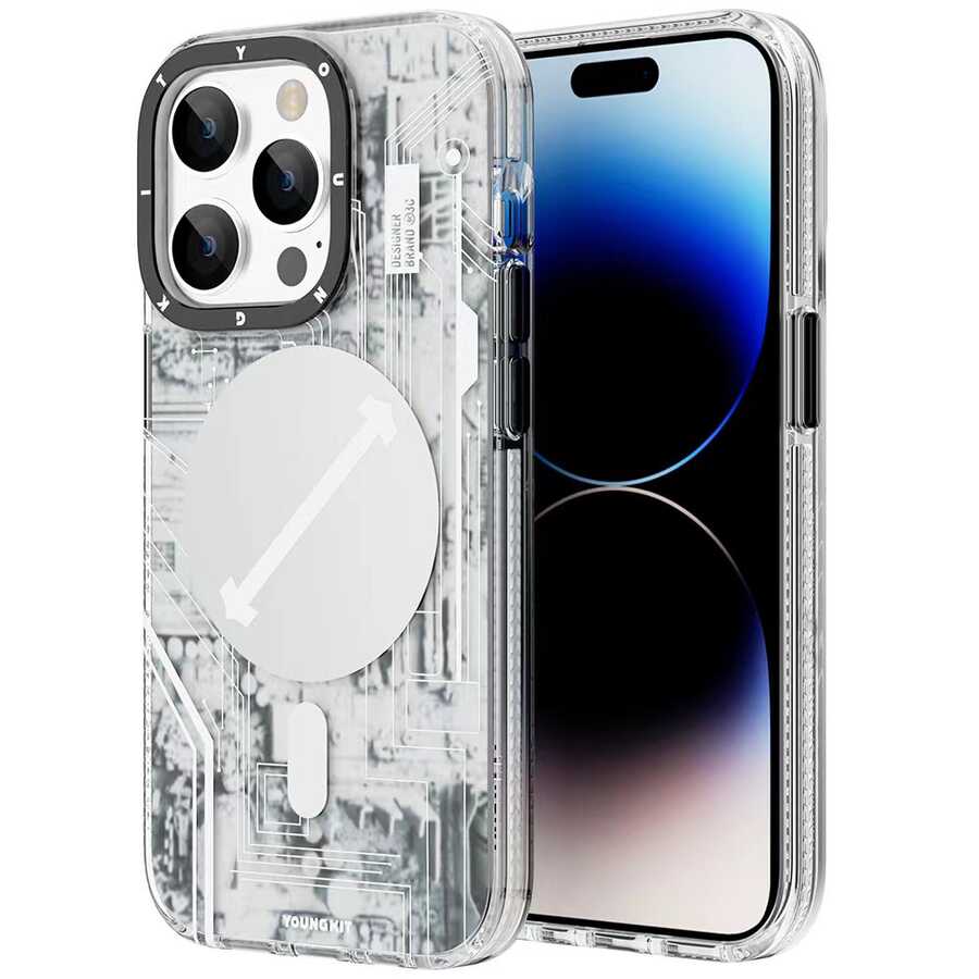 iPhone%20Uyumlu%2014%20Pro%20Kılıf%20Magsafe%20Şarj%20Özellikli%20YoungKit%20Technology%20Serisi%20Kapak-Beyaz