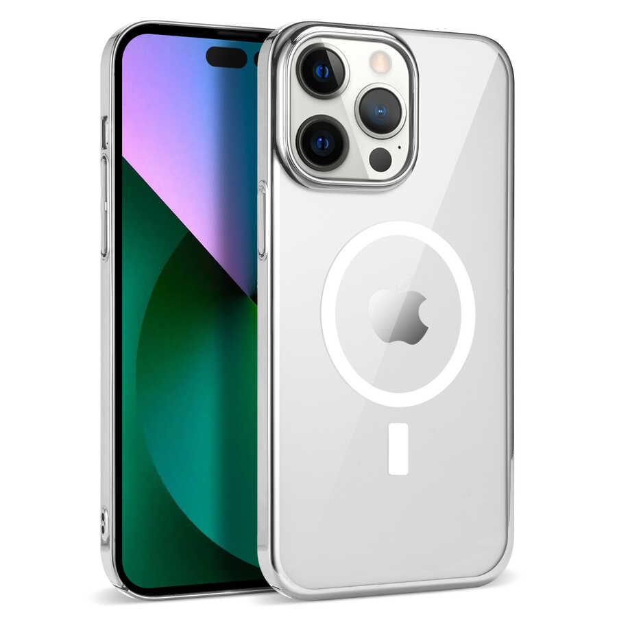 iPhone%20Uyumlu%2014%20Pro%20Kılıf%20Zore%20Wireless%20Şarj%20Özellikli%20Pixel%20Magsafe%20Kapak-Gümüş