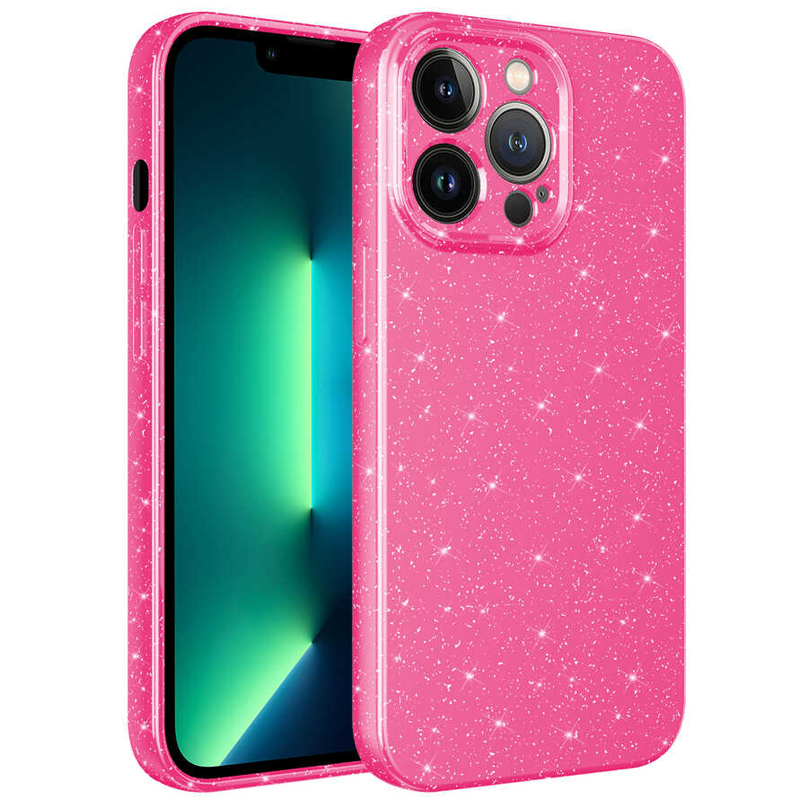 iPhone%20Uyumlu%2012%20Pro%20Kılıf%20Kamera%20Korumalı%20Simli%20Lüks%20Zore%20Koton%20Kapak-Pembe%20koyu