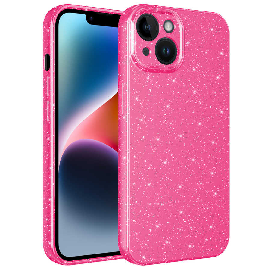 iPhone%20Uyumlu%2013%20Kılıf%20Kamera%20Korumalı%20Simli%20Lüks%20Zore%20Koton%20Kapak-Pembe%20koyu