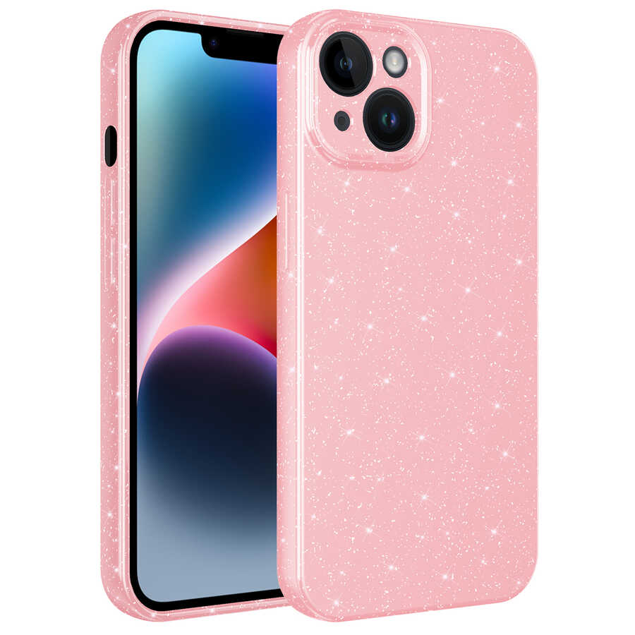 iPhone%20Uyumlu%2013%20Kılıf%20Kamera%20Korumalı%20Simli%20Lüks%20Zore%20Koton%20Kapak-Pembe