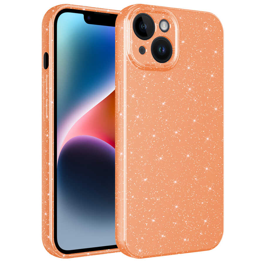 iPhone%20Uyumlu%2014%20Kılıf%20Kamera%20Korumalı%20Simli%20Lüks%20Zore%20Koton%20Kapak-Turuncu