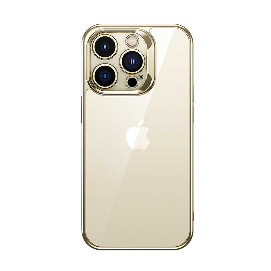 iPhone%20Uyumlu%2014%20Pro%20Kılıf%20Benks%20Electroplating%20TPU%20Kapak%20Ekran%20Koruyucu%20Hediyeli-Gold