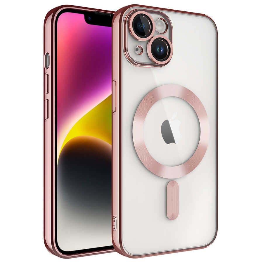 iPhone%20Uyumlu%2013%20Kılıf%20Kamera%20Korumalı%20Magsafe%20Wireless%20Şarj%20Özellikli%20Zore%20Demre%20Kapak-Rose%20gold