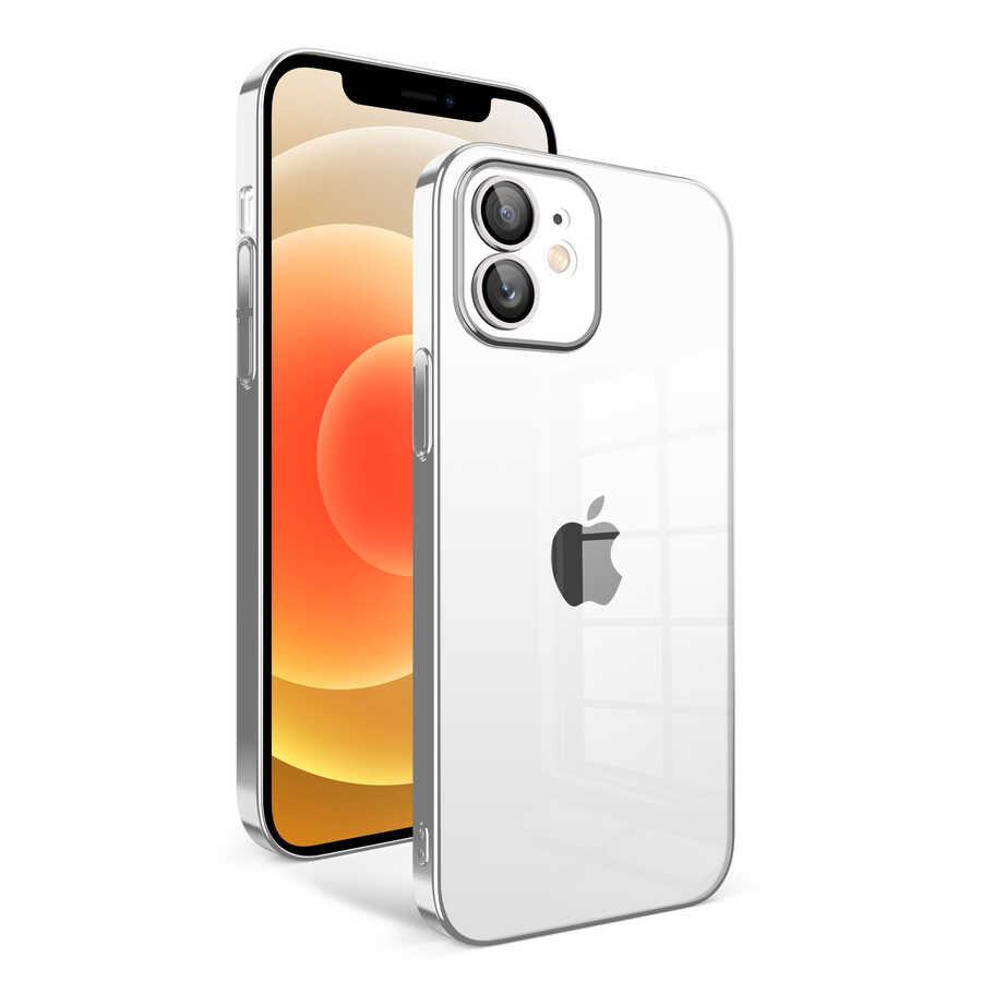 iPhone%20Uyumlu%2012%20Kılıf%20Kamera%20Korumalı%20Renkli%20Çerçeveli%20Zore%20Garaj%20Kapak-Gümüş