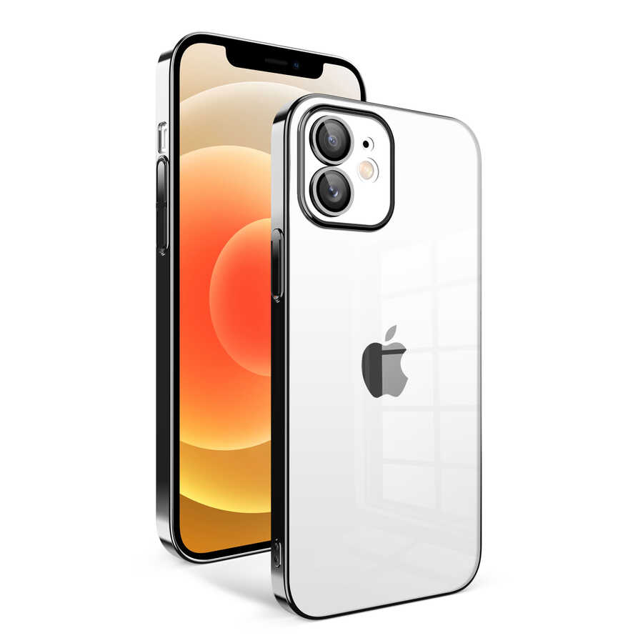 iPhone%20Uyumlu%2012%20Kılıf%20Kamera%20Korumalı%20Renkli%20Çerçeveli%20Zore%20Garaj%20Kapak-Siyah