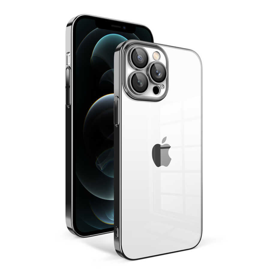 iPhone%20Uyumlu%2012%20Pro%20Max%20Kılıf%20Kamera%20Korumalı%20Renkli%20Çerçeveli%20Zore%20Garaj%20Kapak-Siyah