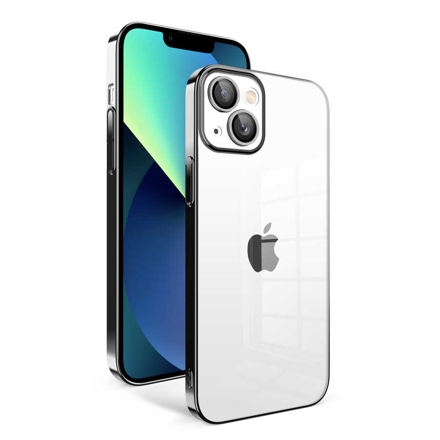 iPhone%20Uyumlu%2013%20Kılıf%20Kamera%20Korumalı%20Renkli%20Çerçeveli%20Zore%20Garaj%20Kapak-Siyah