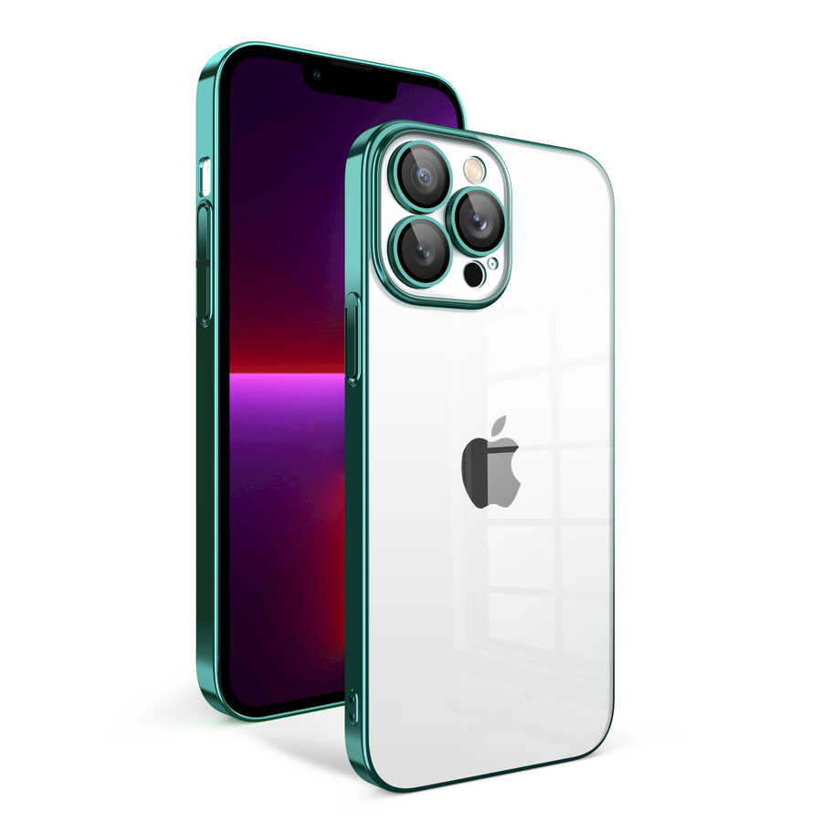 iPhone%20Uyumlu%2013%20Pro%20Kılıf%20Kamera%20Korumalı%20Renkli%20Çerçeveli%20Zore%20Garaj%20Kapak-Koyu%20yeşil