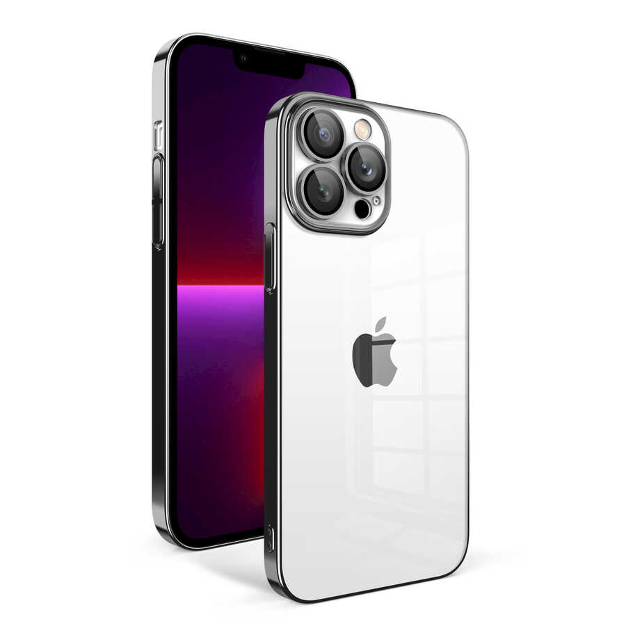 iPhone%20Uyumlu%2013%20Pro%20Kılıf%20Kamera%20Korumalı%20Renkli%20Çerçeveli%20Zore%20Garaj%20Kapak-Siyah