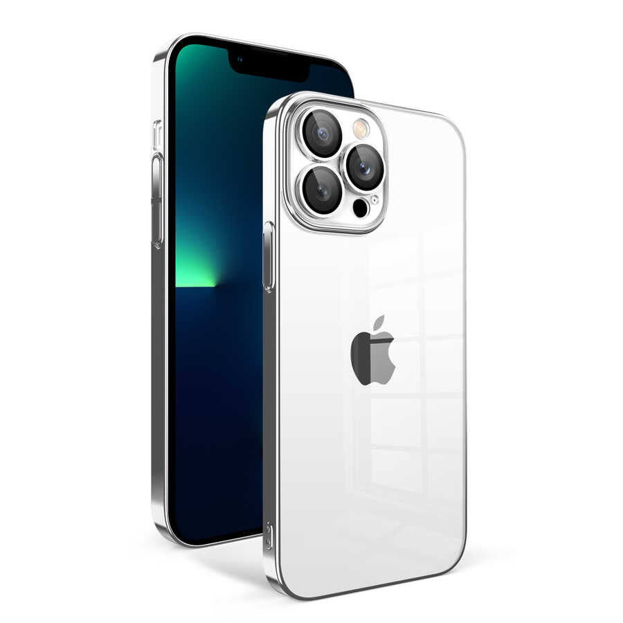 iPhone%20Uyumlu%2013%20Pro%20Max%20Kılıf%20Kamera%20Korumalı%20Renkli%20Çerçeveli%20Zore%20Garaj%20Kapak-Gümüş