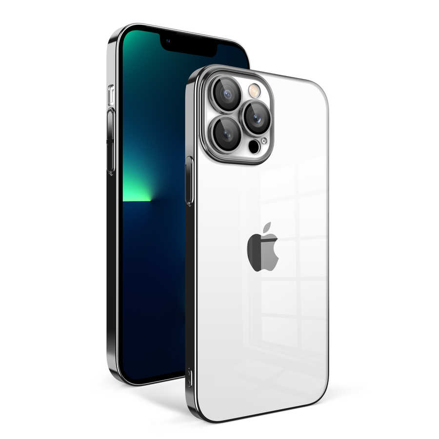 iPhone%20Uyumlu%2013%20Pro%20Max%20Kılıf%20Kamera%20Korumalı%20Renkli%20Çerçeveli%20Zore%20Garaj%20Kapak-Siyah