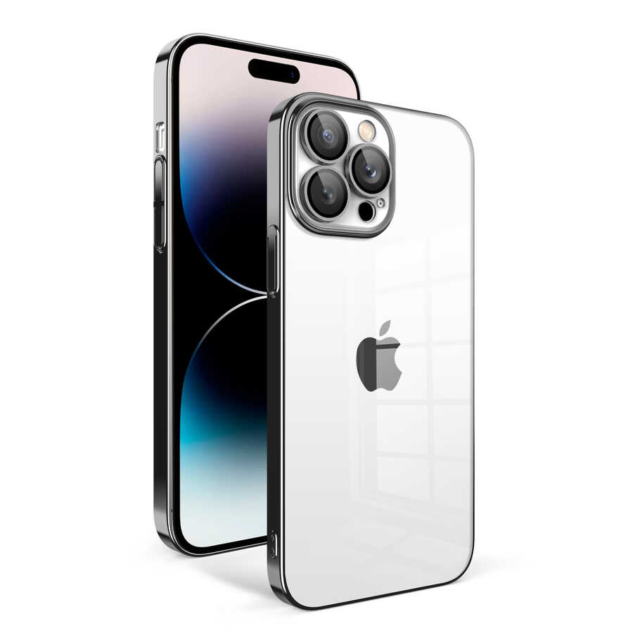 iPhone%20Uyumlu%2014%20Pro%20Kılıf%20Kamera%20Korumalı%20Renkli%20Çerçeveli%20Zore%20Garaj%20Kapak-Siyah