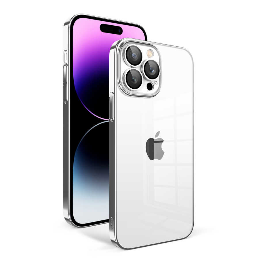 iPhone%20Uyumlu%2014%20Pro%20Max%20Kılıf%20Kamera%20Korumalı%20Renkli%20Çerçeveli%20Zore%20Garaj%20Kapak-Gümüş