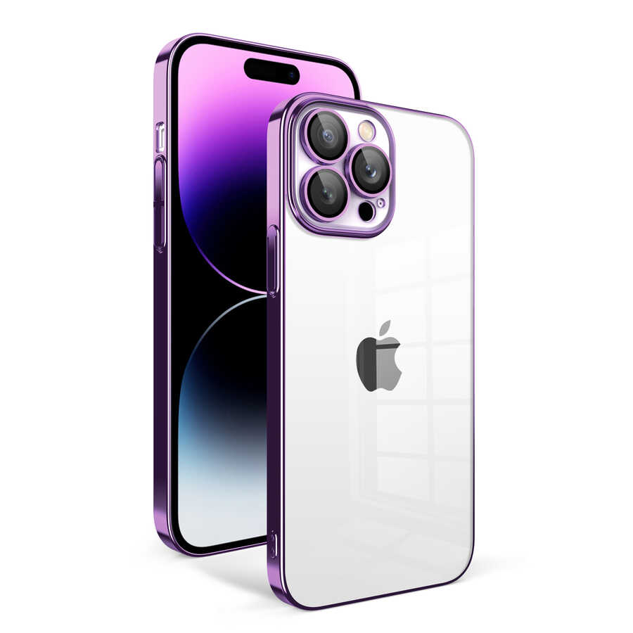 iPhone%20Uyumlu%2014%20Pro%20Max%20Kılıf%20Kamera%20Korumalı%20Renkli%20Çerçeveli%20Zore%20Garaj%20Kapak-Koyu%20mor