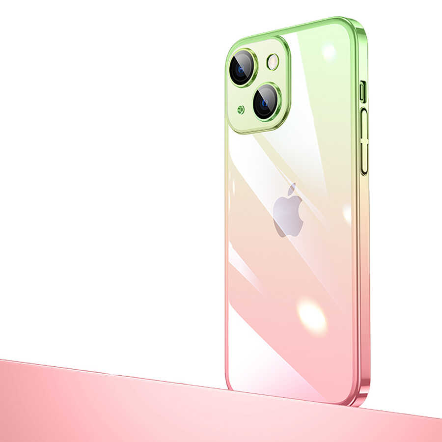 iPhone%20Uyumlu%2013%20Kılıf%20Parlak%20Renk%20Geçişli%20Kamera%20Korumalı%20Zore%20Senkron%20Kapak-Pembe-yeşil