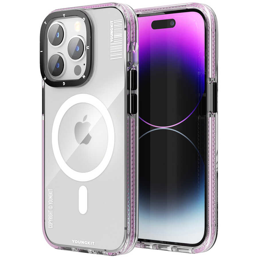 iPhone%20Uyumlu%2014%20Pro%20Max%20Kılıf%20Magsafe%20Şarj%20Özellikli%20YoungKit%20Exquisite%20Serisi%20Kapak-Pembe