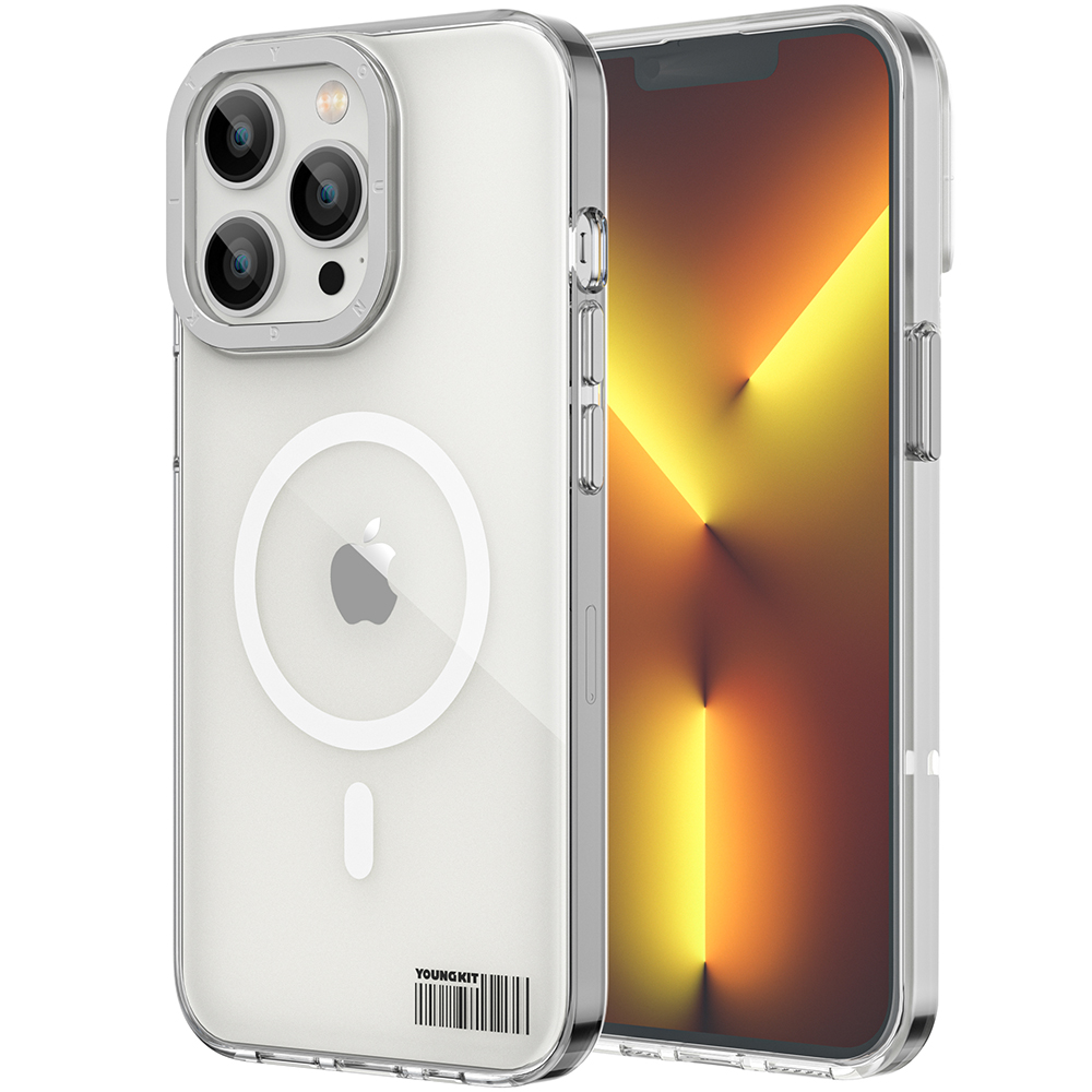 iPhone%20Uyumlu%2013%20Pro%20Max%20Kılıf%20Magsafe%20Şarj%20Özellikli%20Youngkit%20Coloured%20Glaze%20Serisi%20Kapak-Beyaz