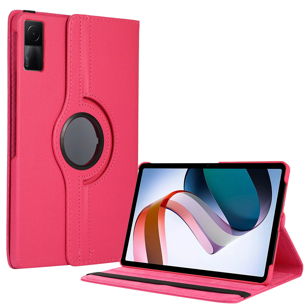 Xiaomi%20Uyumlu%20%20Redmi%20Pad%20Zore%20Dönebilen%20Standlı%20Kılıf-Pembe%20koyu