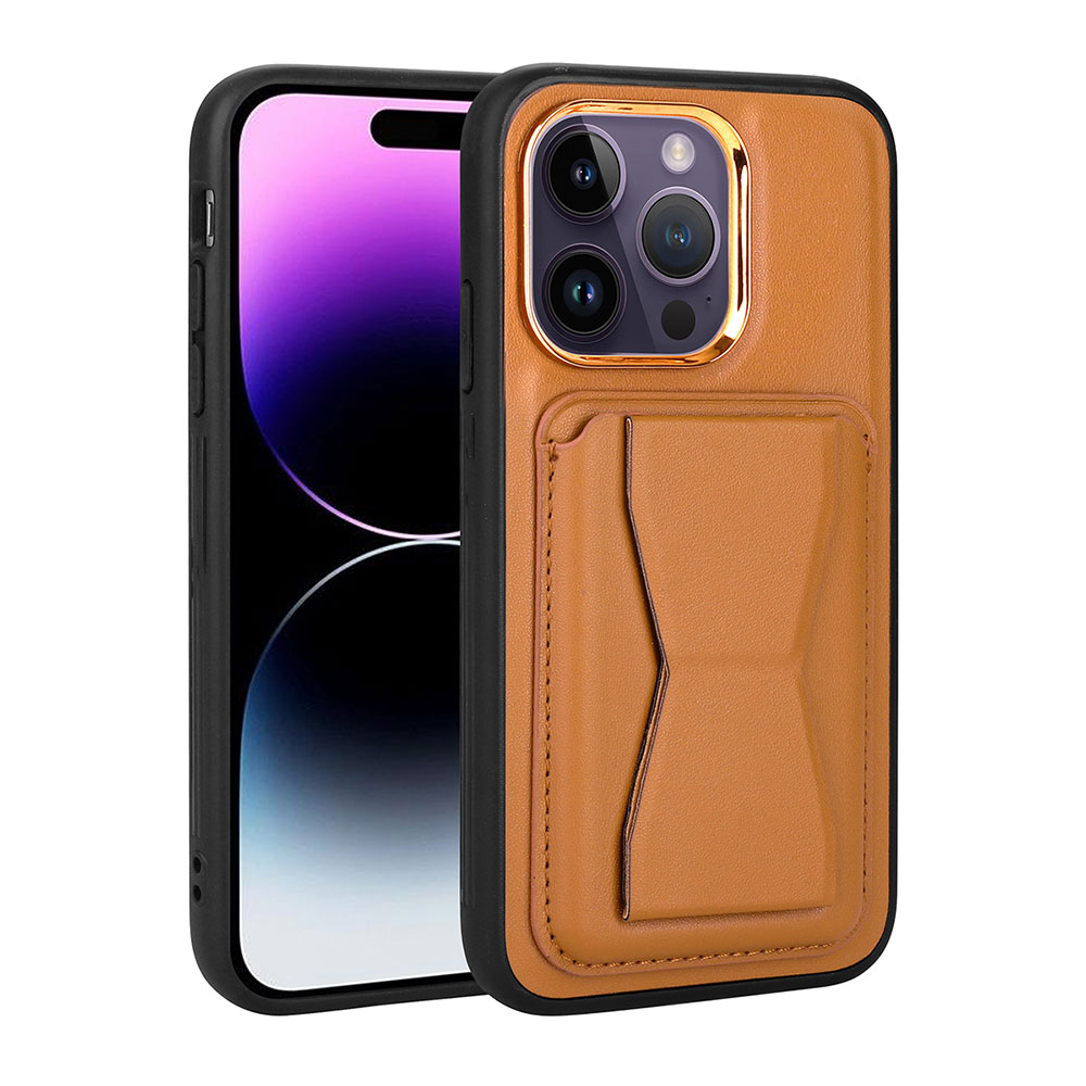 iPhone%20Uyumlu%2014%20Pro%20Kılıf%20Kartlıklı%20Standlı%20​Pu%20Deri%20Zore%20Memo%20Kapak-Kahve%20açık