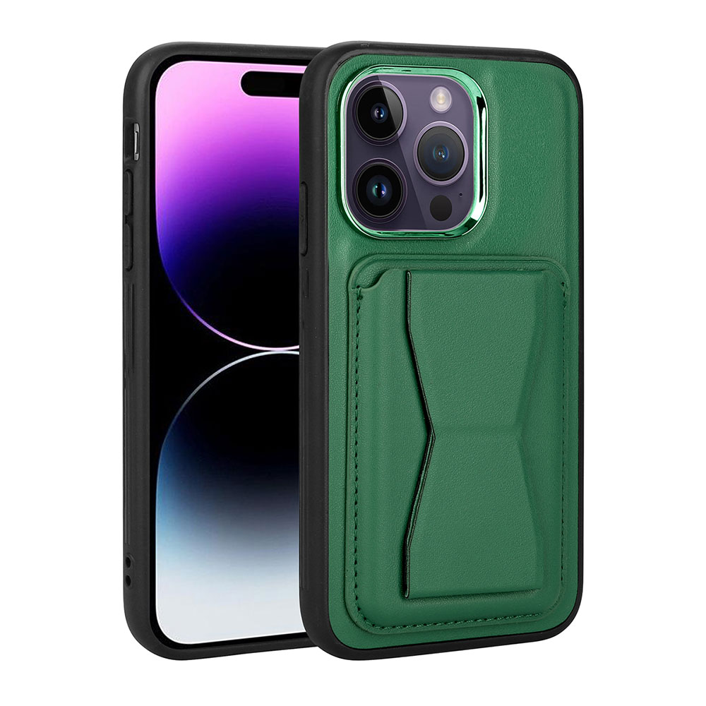 iPhone%20Uyumlu%2014%20Pro%20Max%20Kılıf%20Kartlıklı%20Standlı%20​Pu%20Deri%20Zore%20Memo%20Kapak-Koyu%20yeşil