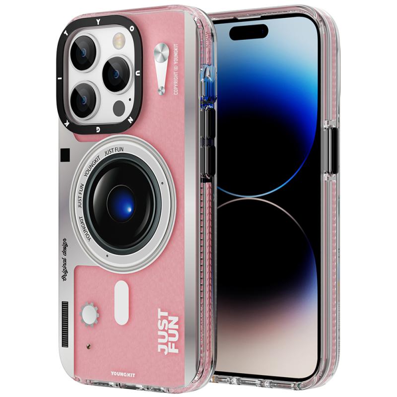 iPhone%20Uyumlu%2014%20Pro%20Max%20Kılıf%20Magsafe%20Şarj%20Özellikli%20Lens%20Figürlü%20YoungKit%20Art%20Film%20Serisi%20Kapak-Pembe