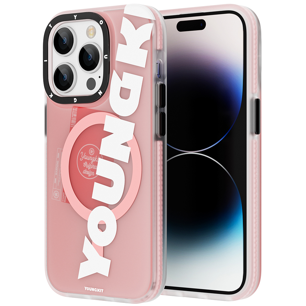 iPhone%20Uyumlu%2013%20Pro%20Kılıf%20Magsafe%20Şarj%20Özellikli%20Youngkit%20Binfen%20Serisi%20Yazı%20Temalı%20Kapak-Pembe