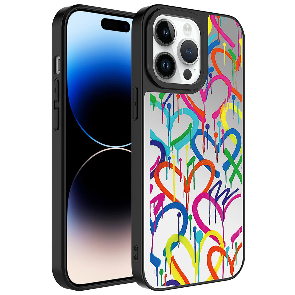 iPhone%20Uyumlu%2014%20Pro%20Kılıf%20Aynalı%20Desenli%20Kamera%20Korumalı%20Parlak%20Zore%20Mirror%20Kapak-Kalp