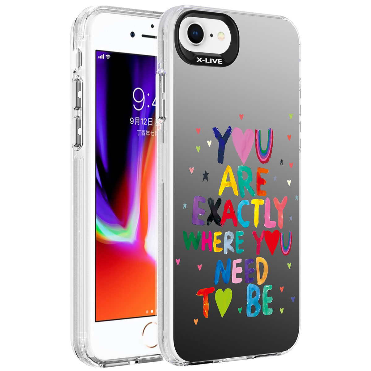 iPhone%20Uyumlu%207%20Kılıf%20Desenli%20Zore%20Silver%20Sert%20Kapak-You