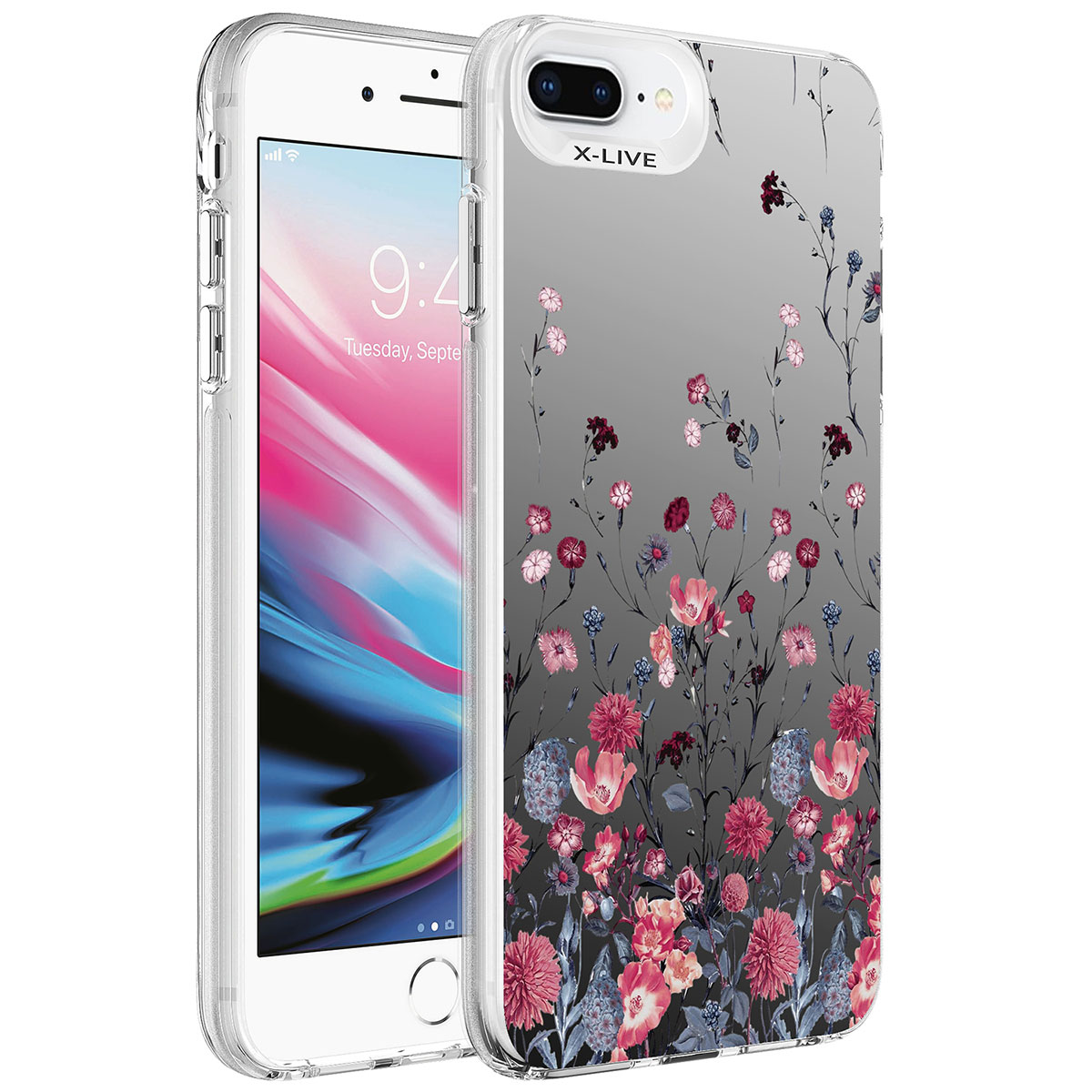 iPhone%20Uyumlu%207%20Plus%20Kılıf%20Desenli%20Zore%20Silver%20Sert%20Kapak-Çiçek