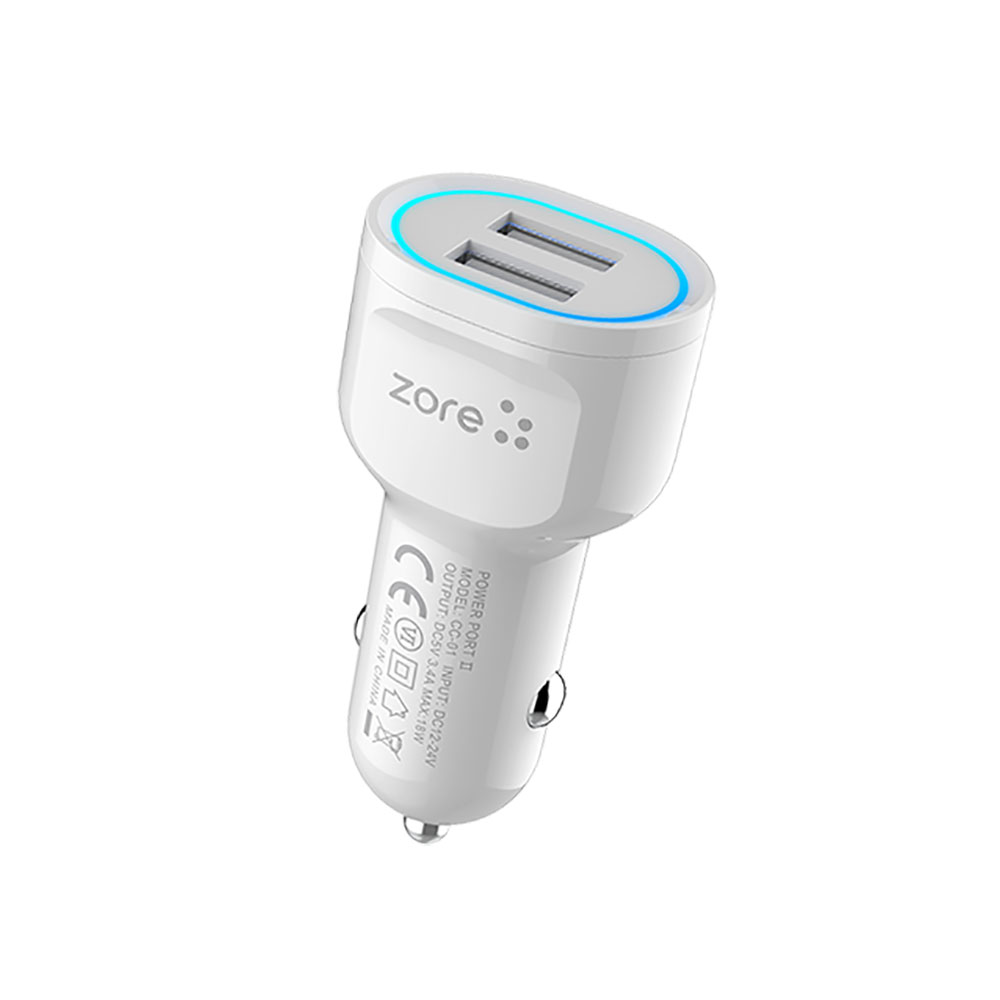 Zore%20CC-01%20Hızlı%20Şarj%20Özellikli%20LED%20Işıklı%20Dual%20USB%20Araç%20Şarj%20Başlığı%2018W