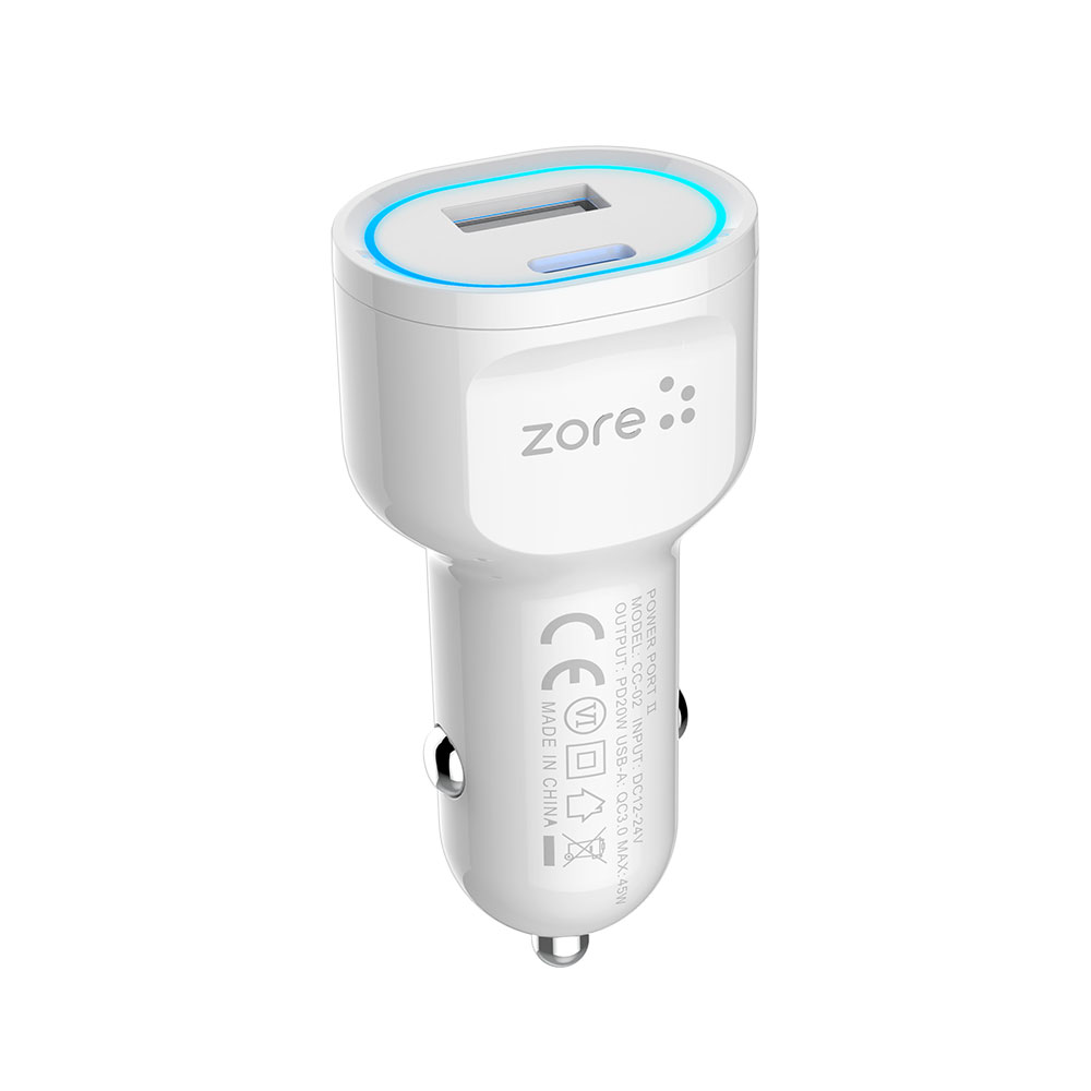 Zore%20CC-02%20Hızlı%20Şarj%20Özellikli%20LED%20Işıklı%20QC%203.0%20USB-A%20ve%20Type-C%20PD%20Araç%20Şarj%20Başlığı%20PD%2020W