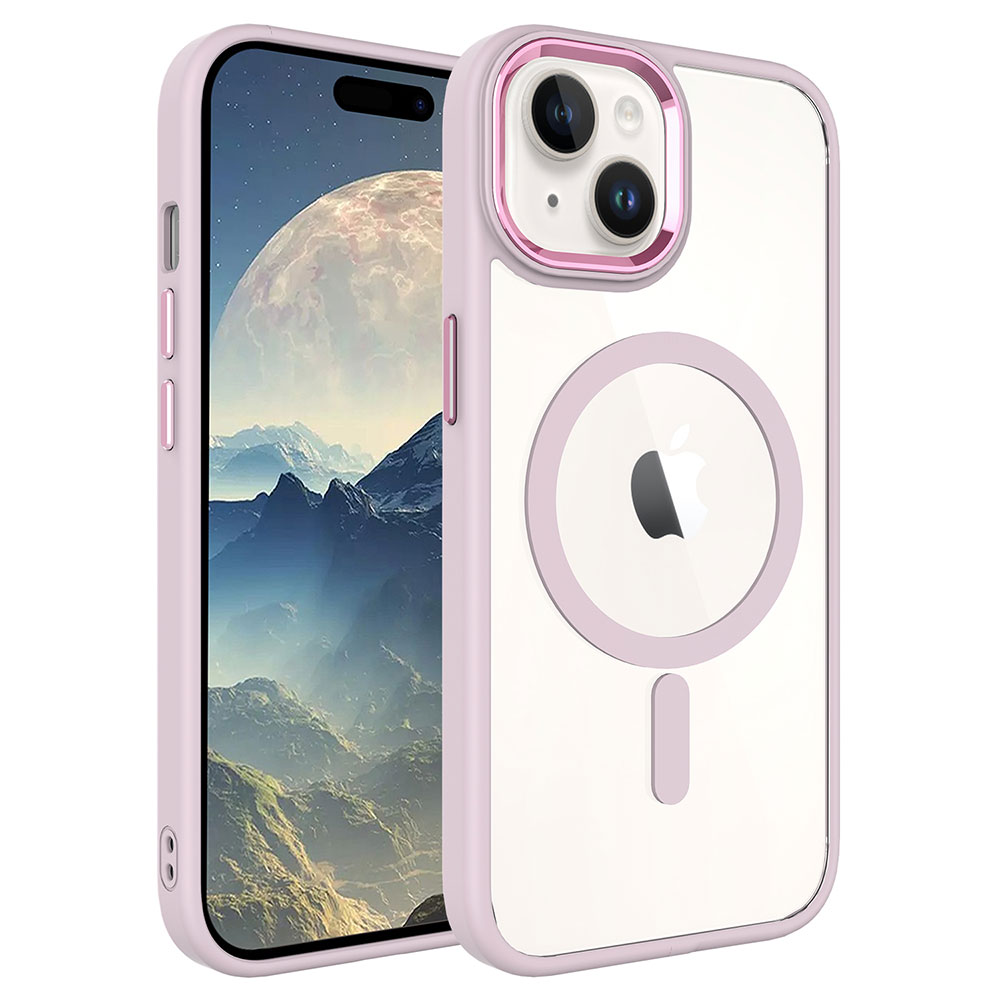 iPhone%20Uyumlu%2015%20Kılıf%20Wireless%20Şarj%20Özellikli%20Zore%20Krom%20Magsafe%20Silikon%20Kapak-Pembe%20açık