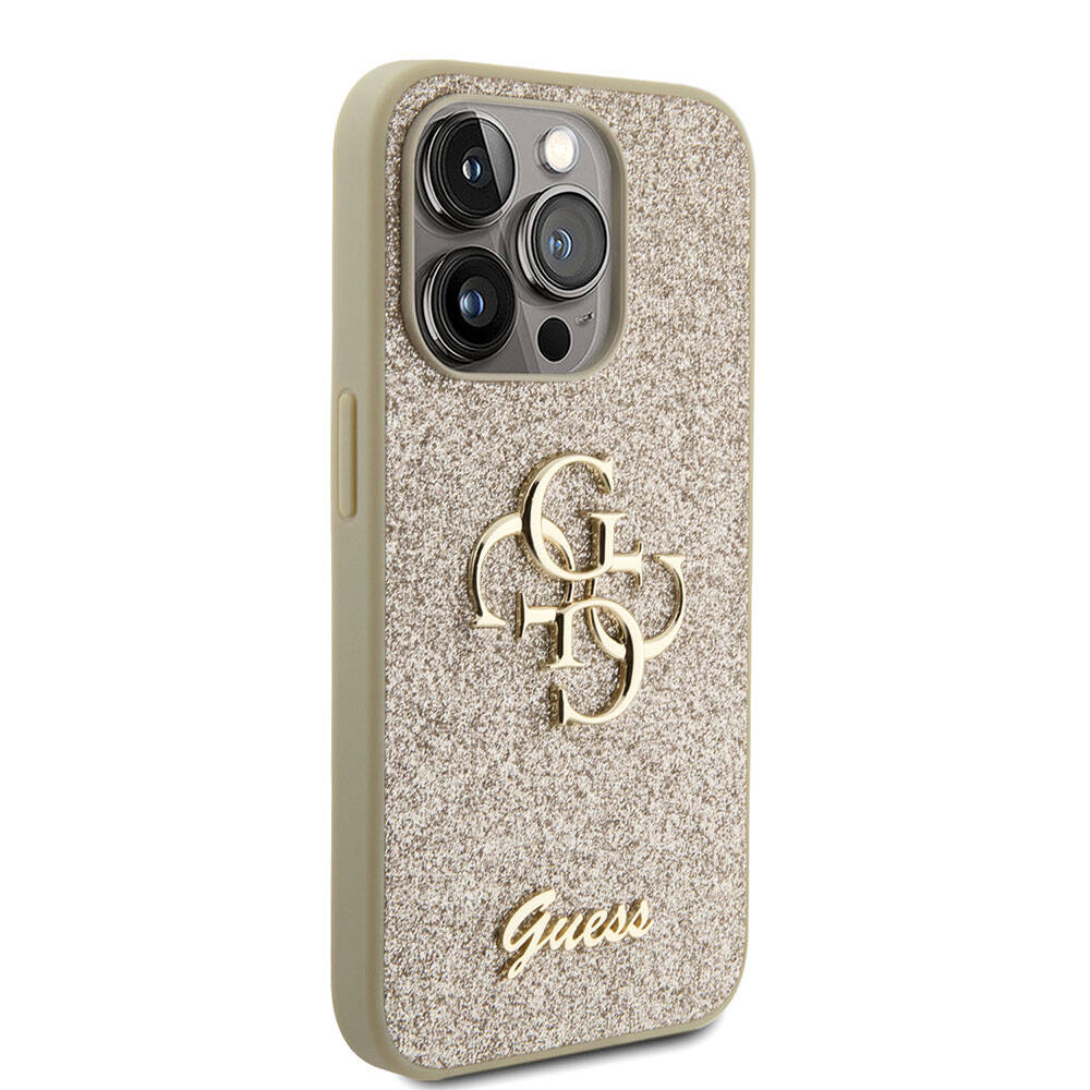 iPhone%20Uyumlu%2015%20Pro%20Kılıf%20Guess%20Orjinal%20Lisanslı%204G%20Büyük%20Metal%20Logolu%20Glitter%20Kapak-Gold