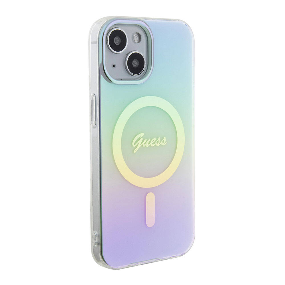 iPhone%20Uyumlu%2015%20Kılıf%20Guess%20Orjinal%20Lisanslı%20Magsafe%20Şarj%20Özellikli%20Yazı%20Logolu%20Iridescent%20Kapak-Turkuaz