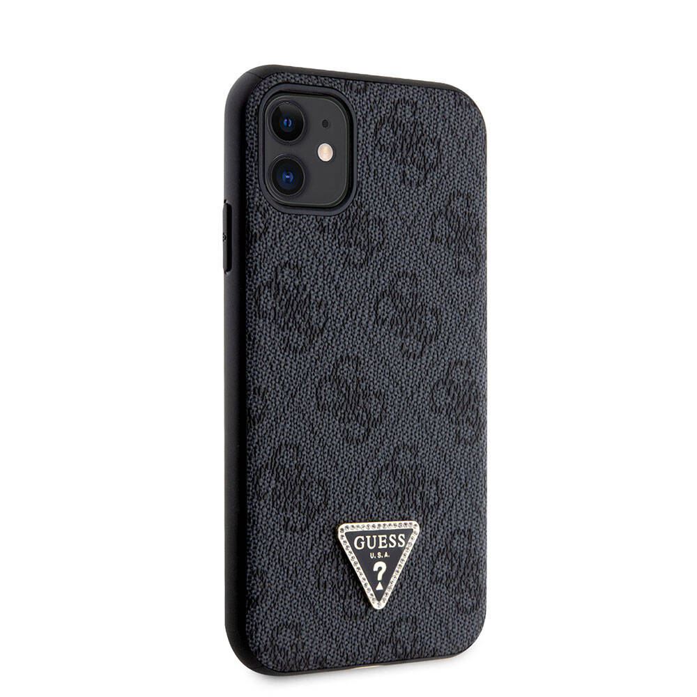 iPhone%20Uyumlu%2011%20Kılıf%20Guess%20Orjinal%20Lisanslı%20PU%20Deri%20Taşlı%20Üçgen%20Logo%204G%20Desenli%20Kapak