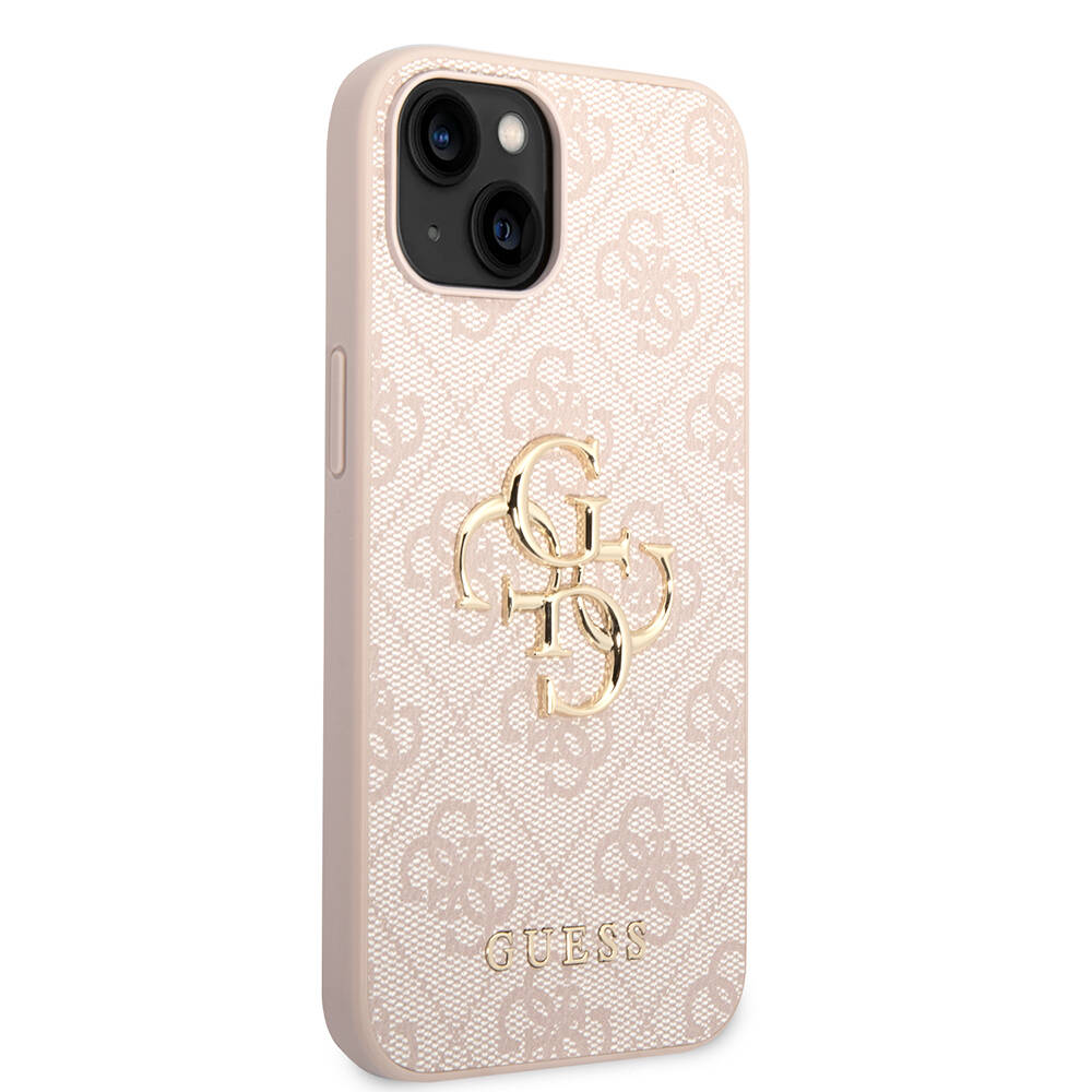 iPhone%20Uyumlu%2015%20Kılıf%20Guess%20Orjinal%20Lisanslı%20PU%20Deri%20Yazı%20ve%204G%20Metal%20Logolu%20Desenli%20Kapak-Pembe