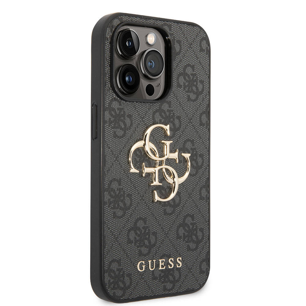 iPhone%20Uyumlu%2015%20Pro%20Kılıf%20Guess%20Orjinal%20Lisanslı%20PU%20Deri%20Yazı%20ve%204G%20Metal%20Logolu%20Desenli%20Kapak-Gri