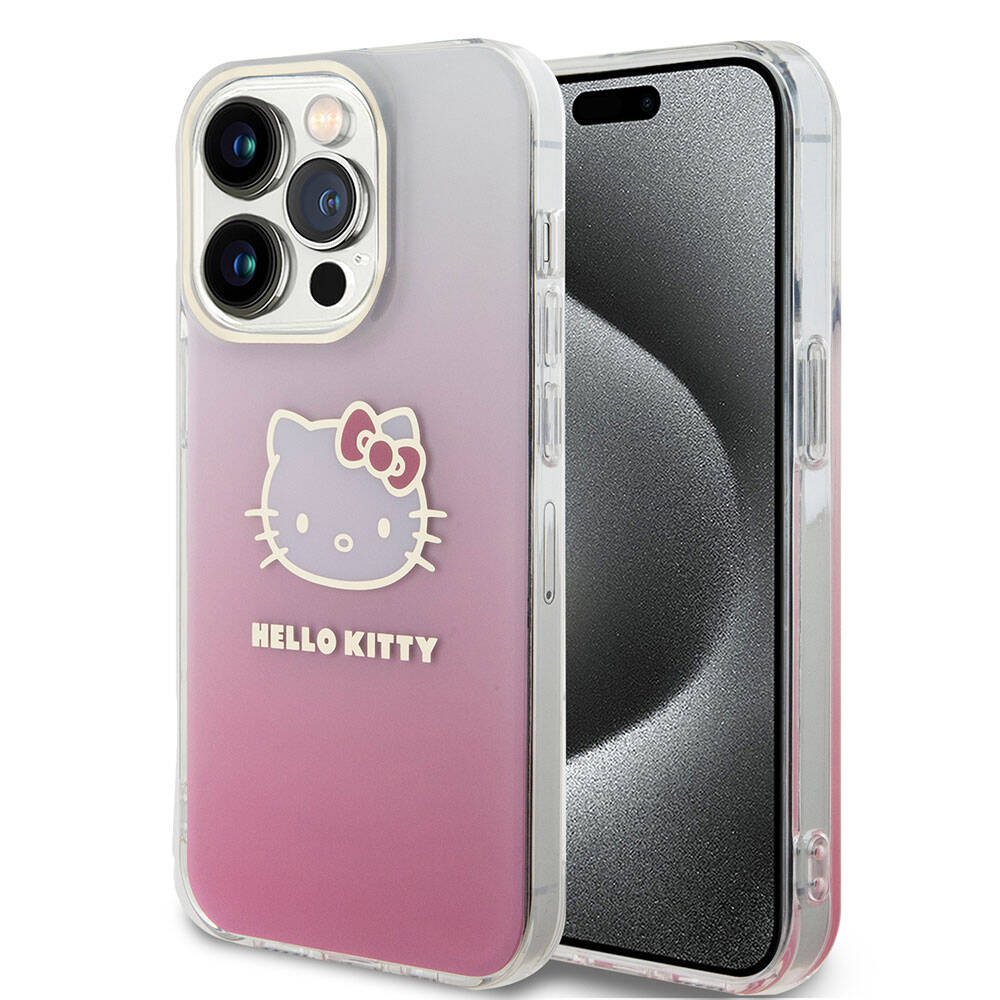 iPhone%20Uyumlu%2015%20Pro%20Kılıf%20Hello%20Kitty%20Orjinal%20Lisanslı%20Yazı%20ve%20İkonik%20Logolu%20Elektroplating%20Kaplama%20Gradyan%20Kapak-Pembe