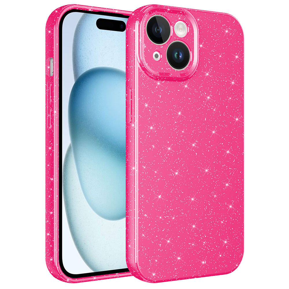 iPhone%20Uyumlu%2015%20Kılıf%20Kamera%20Korumalı%20Simli%20Lüks%20Zore%20Koton%20Kapak-Pembe%20koyu